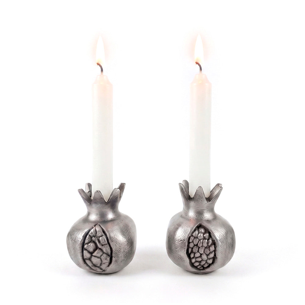 Pomegranate Shaped Candlesticks (Antique Silver)