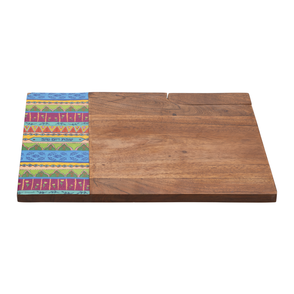 Emanuel Wood Challah Board with Painted Edge (Oriental)