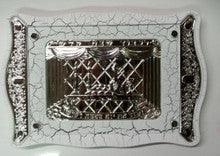 Challah Board White and Silver Plated Filligree Design