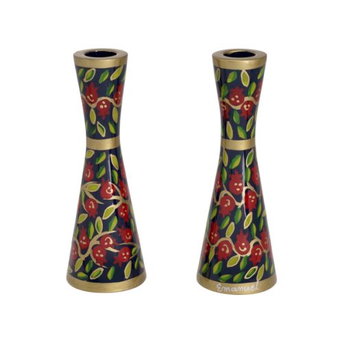Emanuel Hand Painted Candlesticks Pomegranate Multicolor 7