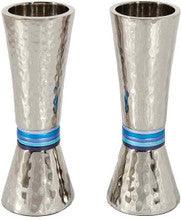 Emanuel Conical Shaped Hammered Candlesticks- Blues