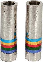 Emanuel Cylinder Shaped Hammered Candlesticks- Multicolor