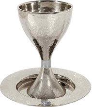 Emanuel Hammered Kiddush Cup Modern- Silver Ring