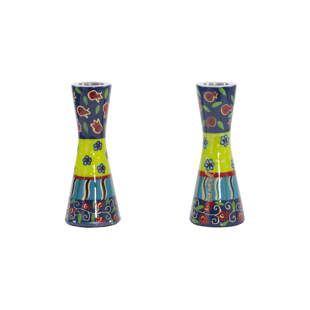Emanuel Hand Painted Candlesticks Multicolor Layers 4.7"