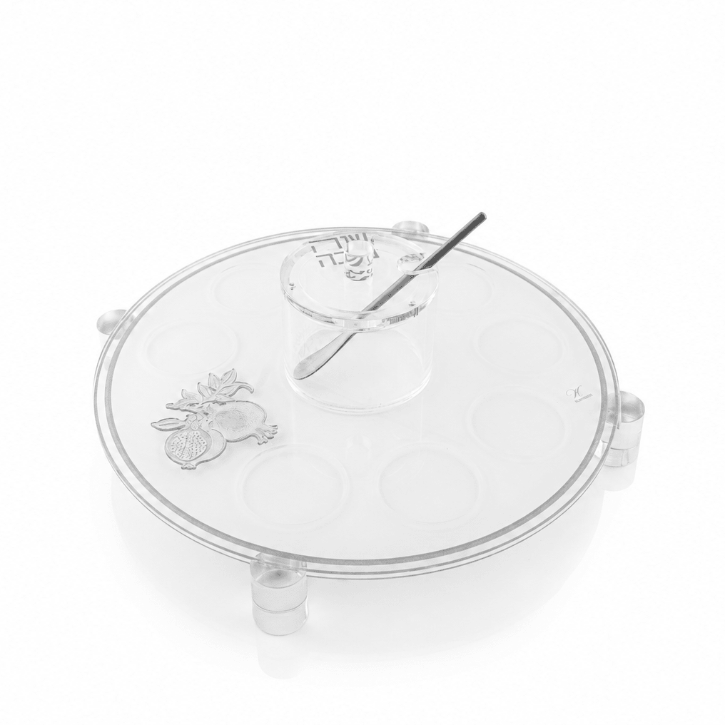 Rosh Hashanah Classic Pomegranate Simanim Tray (Silver)