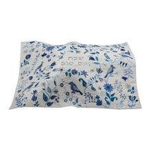 Emanuel Machine Embroidered Challah Cover-Birds & Flowers-Blue