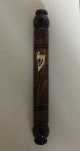 Dark Wood Round Mezuzah Case 12cm