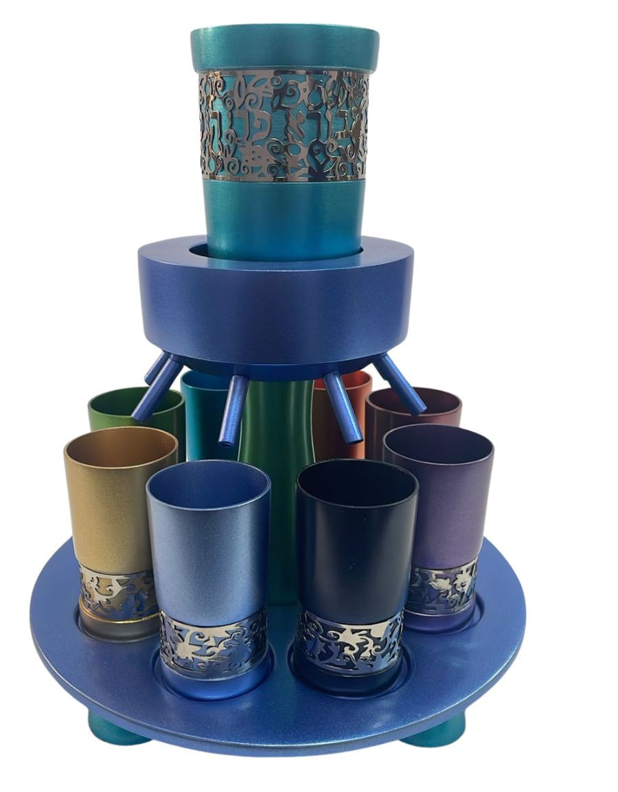 Anodized Kiddush Fountain with Lace (Pomegranate Multicolor)