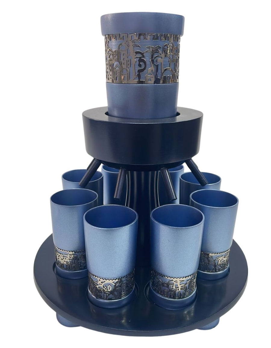 Anodized Kiddush Fountain with Lace (Jerusalem Blue)