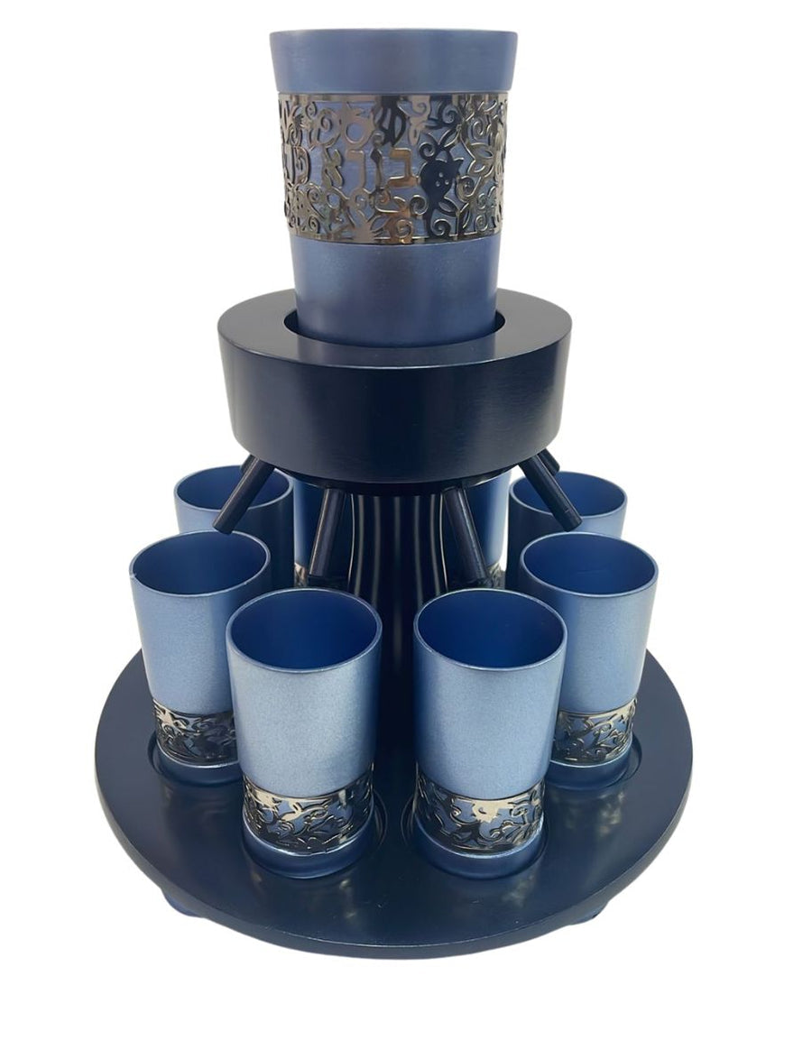 Anodized Kiddush Fountain with Lace (Pomegranate Blue)