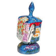 Emanuel Painted Large Dreidel With Stand (Nes Haya PO)