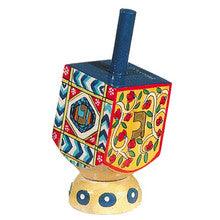 Emanuel Painted Small Dreidel With Stand (Nes Haya PO)