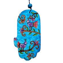 Emanuel Large Wood Painted Hamsa Peacock