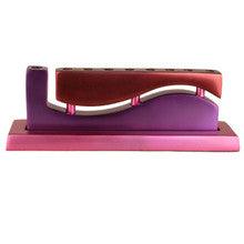 Aluminum Cast Menorah Wave Pink, Purple & Red