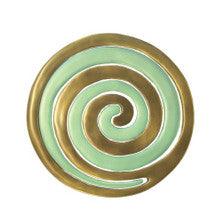 Aluminum Trivet Two Piece Swirl - Gold and Mint Green