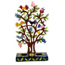 Birds and Pomegranate Tree Laser Cut Hand Painted Candlesticks
