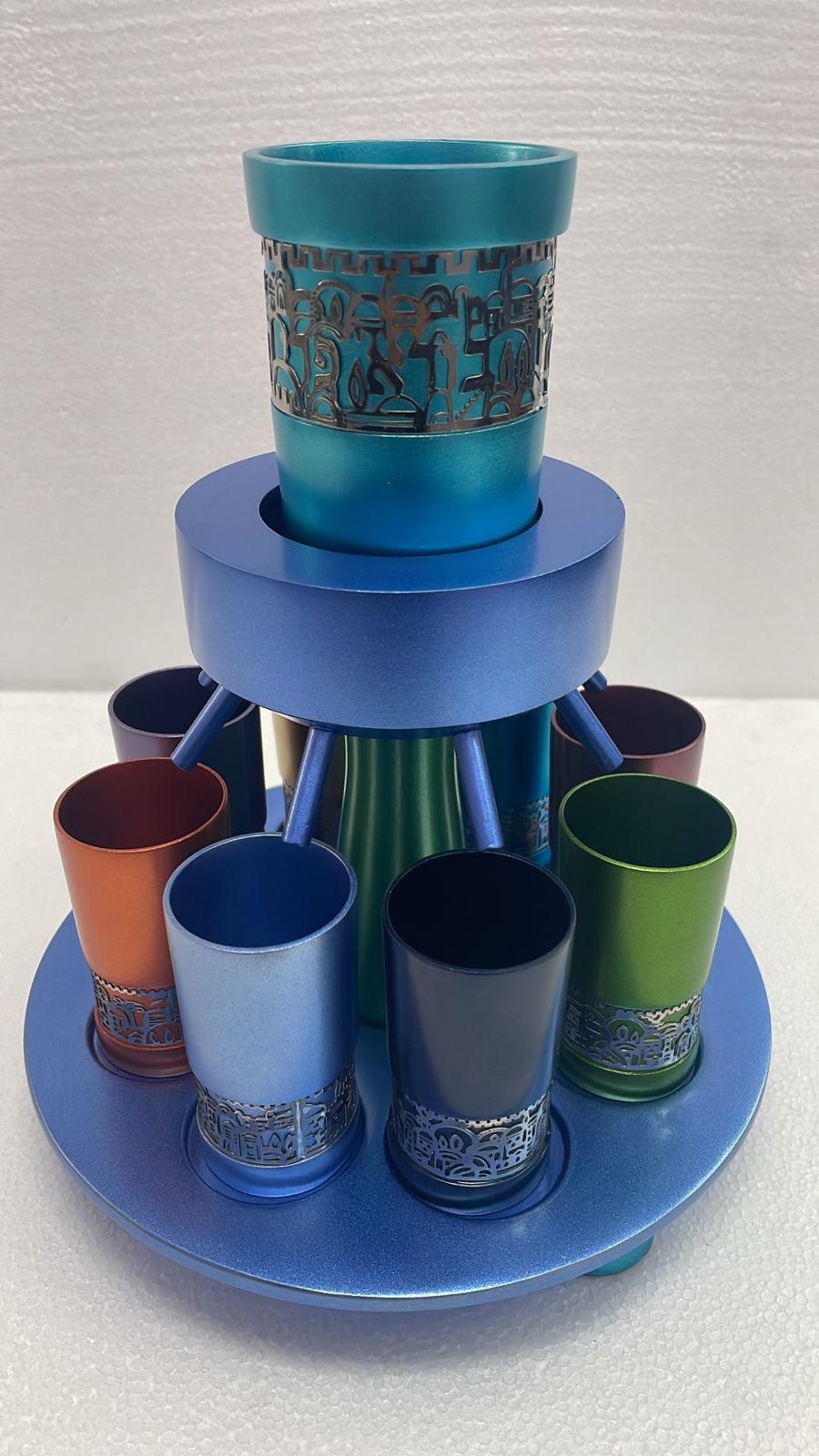 Anodized Kiddush Fountain with Lace (Jerusalem Multicolor)