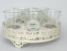 6 Glass Liquor Cups L'Chaim on Round Stand