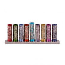 Emanuel Cylinder Menorah w/ Metal Cutout--Multicolor