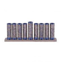 Emanuel Cylinder Menorah w/ Metal Cutout--Blue