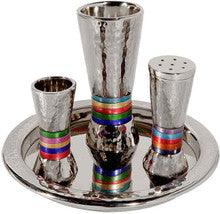 Emanuel Hammered Havdallah Set Conical Shape- Multicolor Rings