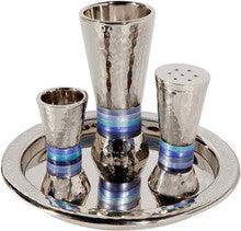 Emanuel Hammered Havdallah Set Conical Shape- Blue Rings
