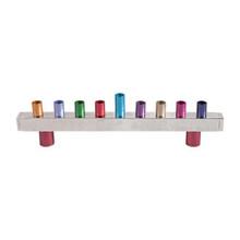 Emanuel Anodized & Hammered Strip Menorah-- Multicolor
