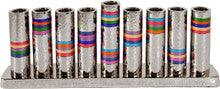 Emanuel Hammered Chanukah Menorah- Multicolor Rings