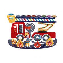 Emanuel Hand Painted Laser Cut Menorah-- Fire Truck