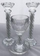 Karshi Crystal Kiddush Cup & Candlesticks Set with Glass Beads