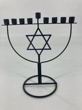 Metal Candle Chanukah Menorah 8" -Black-Magen David