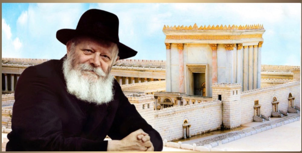 Beis Hamikdash With Lubavitcher Rebbe 20" x 40" - White Frame