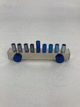 Aluminum Hammered Truck Menorah-Blue