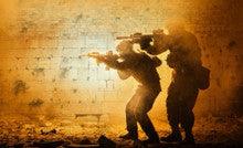 Soldiers with Guns By The Kotel- 20" x 40" White Frame