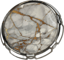 White/Gold Marble Matzah Tray-Stainless Steel Round