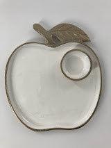 White Enamel Apple Tray/Honey Dish
