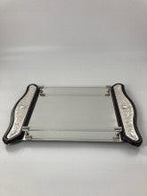 Silverplate And Wood Mirror Candlestick Tray