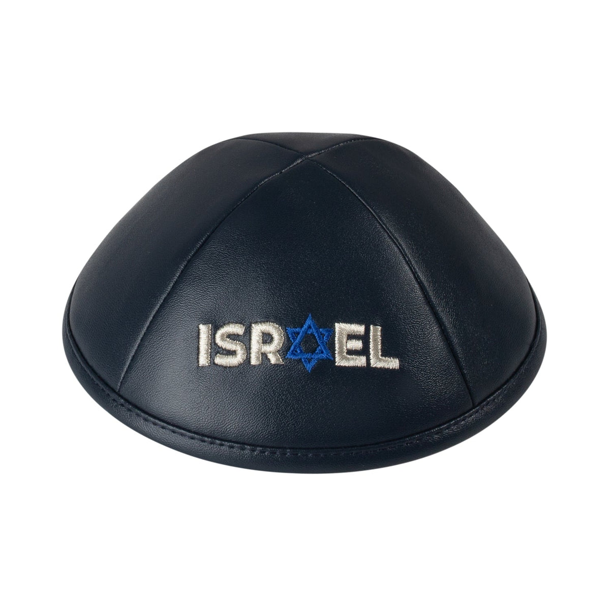 IKIPPAH ISRAEL STRONG - NAVY LEATHER YARMULKE