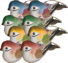 3.5" set of 8 colored birds