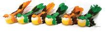 9' Bird garland with 6 9" green/orange birds
