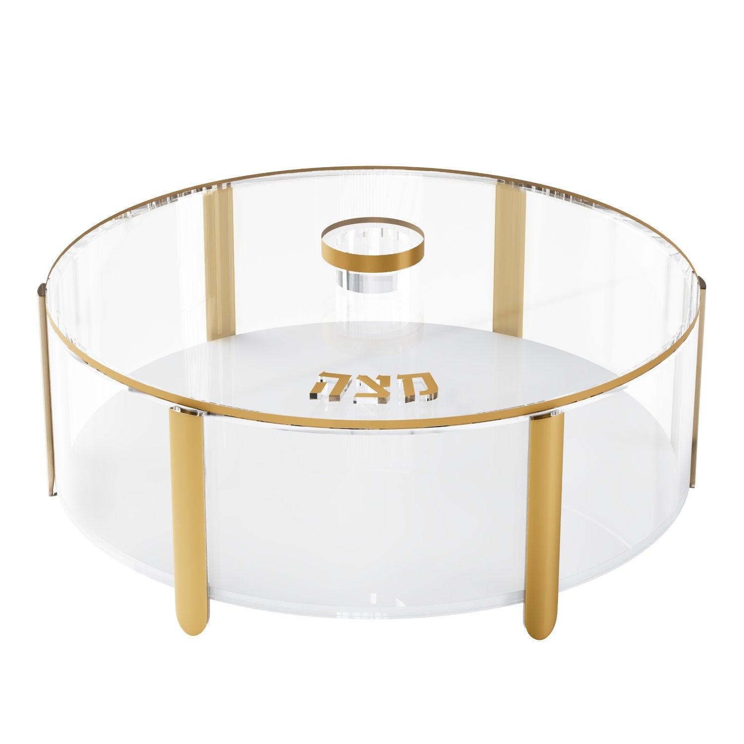 Pillar Round Matzah BoxGold