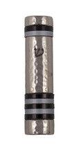 Emanuel Hammered Mezuzah Case w/ Rings--Black