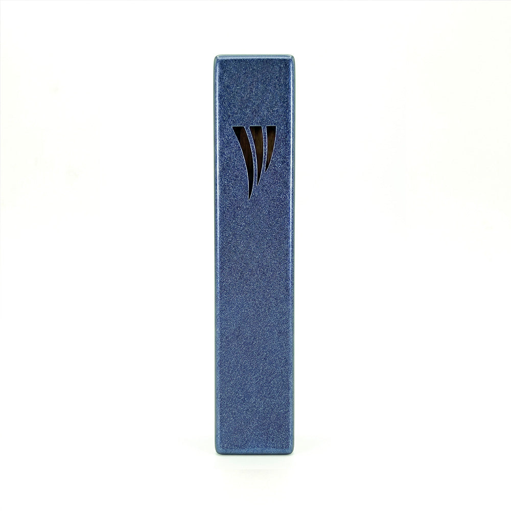 Emanuel Metal Mezuzah Case-12cm (Blue)