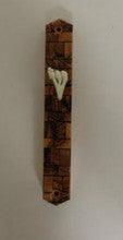 Olive Wood Mezuzah Case Kotel Print 10cm