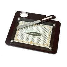 Wood and Silver Plated Challah Board with Knife-Gold Outline