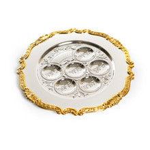 SEDER TRAY SILVER PLATE 13" / GOLD STRIPE