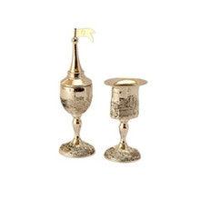 Silverplate 2pc Havdalla Set Jerusalem Design