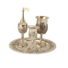 Silverplate 4pc. Havdalla Set with Tray-Grape Design