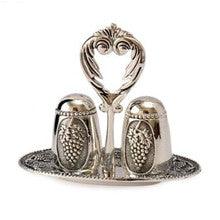 Salt and Pepper Shaker on Tray-Antique-Grape Design