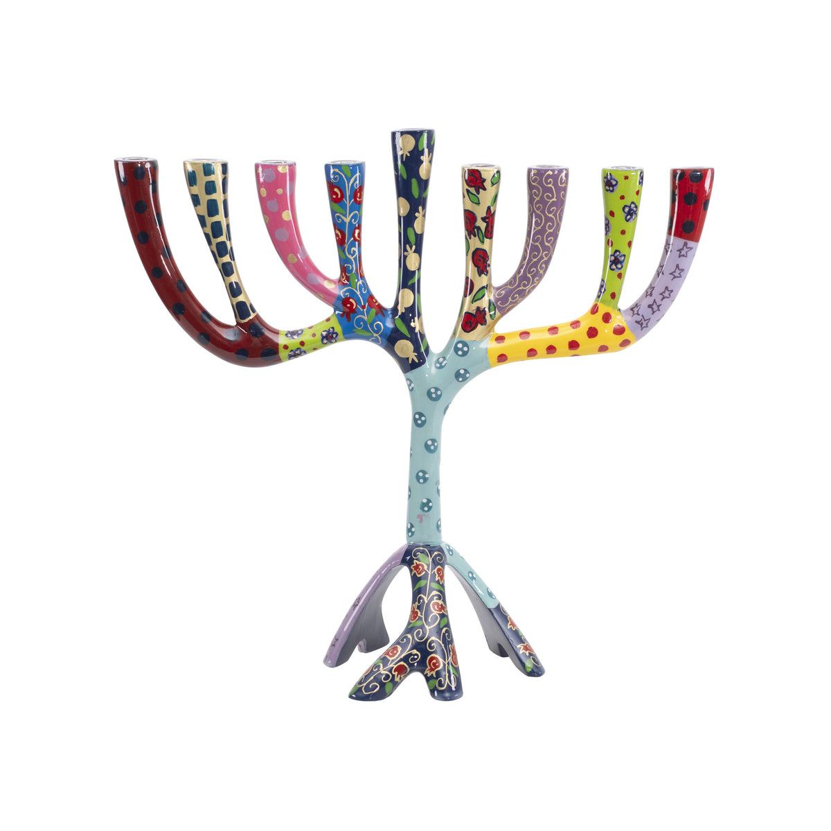Large Painted Menorah 10.4" (Multicolor Layers)